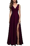 MUSHARE Women's V Neck Sleeveless Split Formal