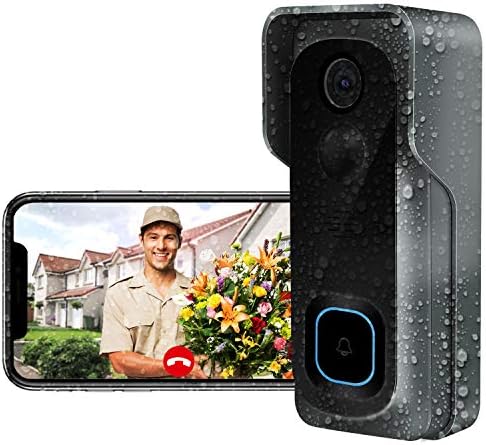 Video Doorbell 1080P HD Doorbell Camera/IP65 Waterproof/16GB Micro SD Card/Night Vision/Two-Way Audio/166°Wide Angel/PIR Motion Detection for iOS & Android