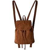 Obosoyo Faux Suede Backpack Women Fall Frosted Shoulder Crossbody Bag Flap Top Mini Rucksack Purse Travel Daypacks