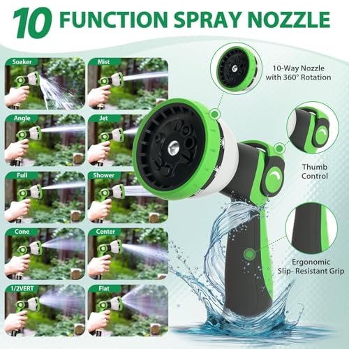 Ahititi Garden Hose 100 ft Water Hose Flexible Non-Expandable Outdoor Heavy Duty Lightweight Leakproof Kink-free flex Watering Hose Pipe for 3/4 inch Fitting Yard Lawn Outside Car Wash