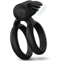Amazon.com: Vibrating Cock Ring with Double Ring,Premium Stretchy ...