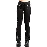 Tripp NYC Flared Pants, Black, Slim Fit, 97% Cotton 3% Spandex, D-Ring Hardware, Zip Fly