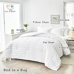Tufted Dots Bed in a Bag White 7 Pieces Queen