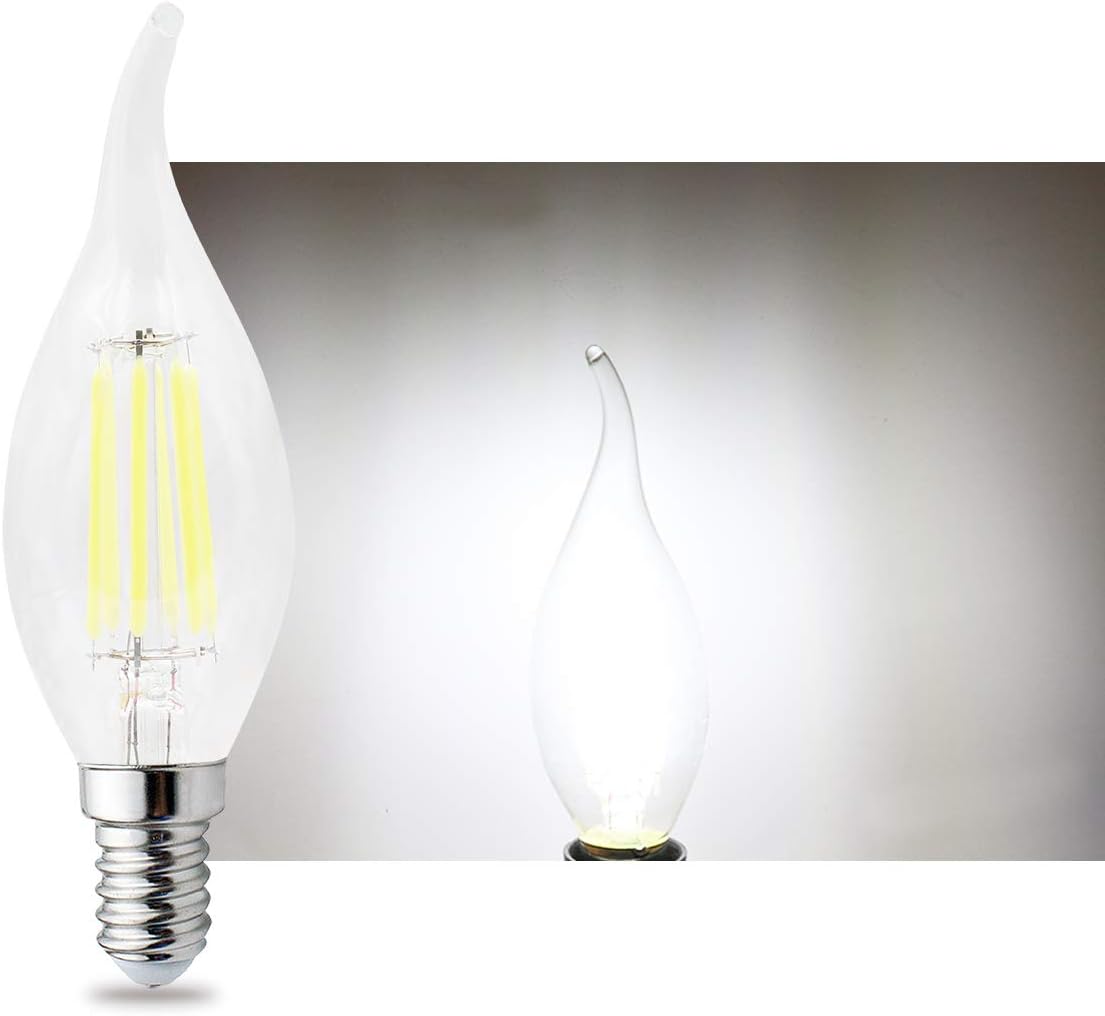 RClorBulb (Pack of 8) 6W E14 Dimmable Classical Glass LED Filament Candle Bulb Cool White C35L AC 220V - Image 5