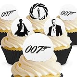 Cakeshop 24 x PRE-CUT James Bond 007 Edible Cake Toppers