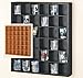 36-Cubby Shot Glass Display Case with Easy Wall Mounting Hooks - Durable Wood Construction with Sleek Black Finish - Versatile Use for Mini Collectibles