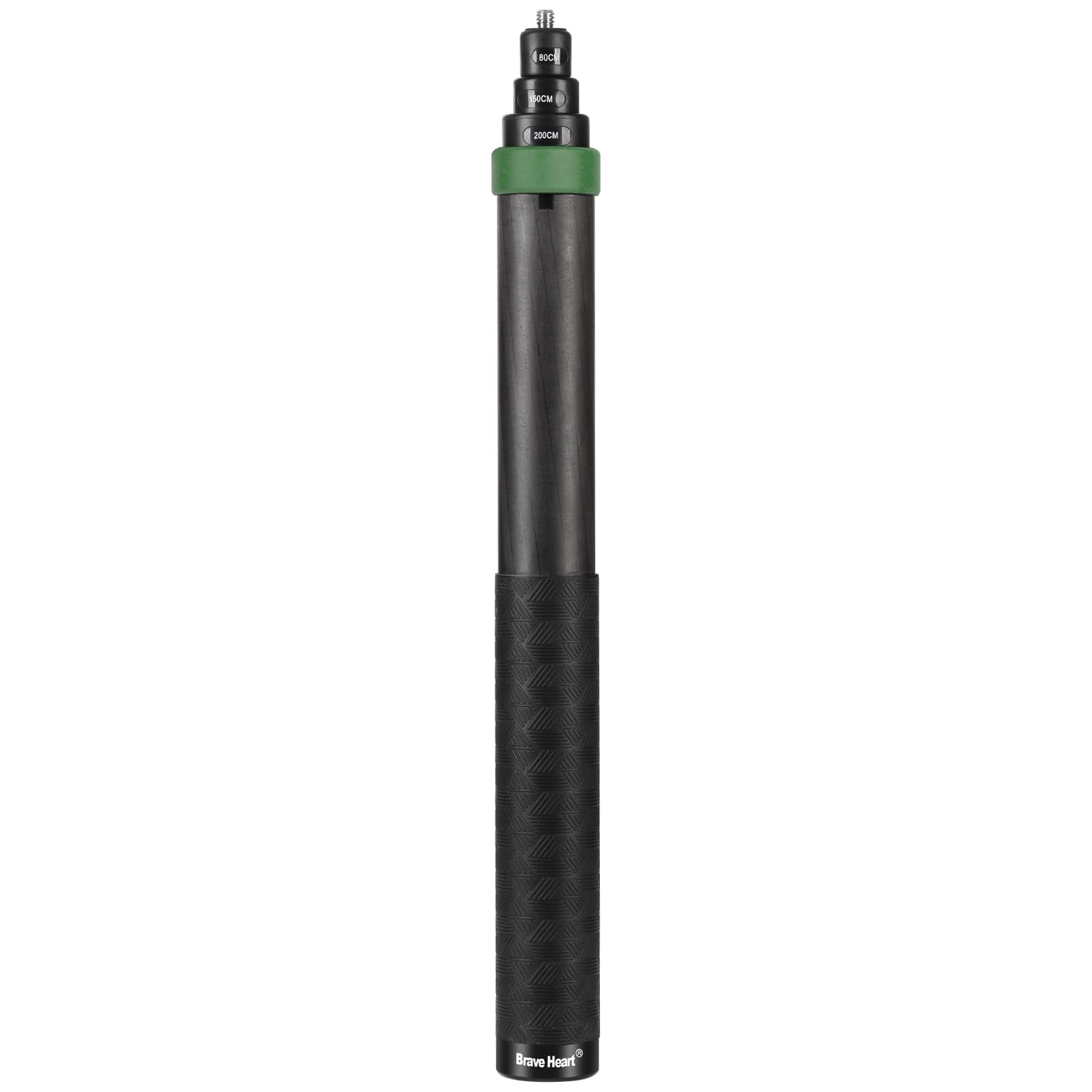 Photo 1 of Brave Heart 33cm Extended to 2m Carbon Fiber Invisible Selfie Stick for Insta360 x5 Insta 360 x5 X4, X3, X2, X One RS Action Cameras Accessories (Green)