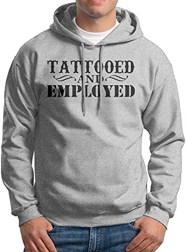 Tattooed And Employed Hoodie Sweatshirts Mens Fleece Sweater Size XXL Ash