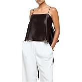 MakeMeChic Women's Satin Silk Camisole Spaghetti Strap Tie Backless Tank Tops