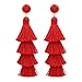 Tassel Earrings Fringe Drop Long Dangling Tiered Thread Earrings w/ Gabriela Stud and Surgical Steel Posts