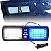 Xprite White Blue 86 LED SunShield Sun Visor Emergency Strobe Lights 12 Flash Modes Hazard Warning Light for Law Enforcement Vehicle