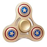 Zip Spinners- Fidget Spinner Toy with Ultra Speed Deep Groove Bearings- Best Stress Reducer Fidget Hand Spinner for Kids & Adults (Gold- Captain America)