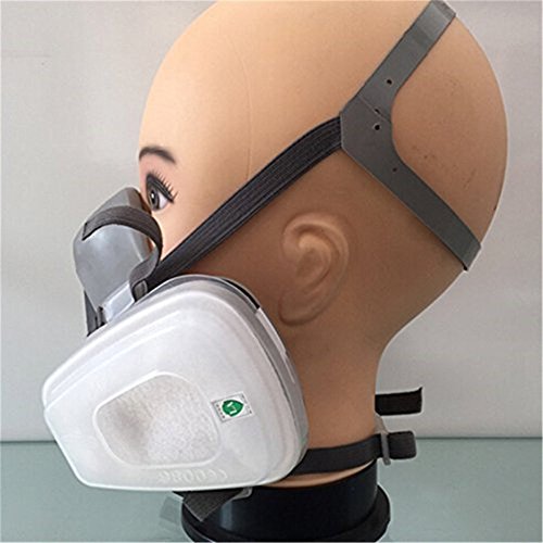 RONGT Safety Mask 3M 7502 / 6200 Respirator Half Face Gas Mask Painted Activated Carbon Mask Against Organic Vapors Gas Cartridges 7 Items for 1 Set (7502)