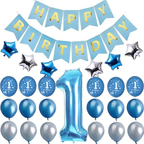 1st Birthday boy Decorations,Baby's First Birthday Decorations,Blue Number One Balloon,Beautiful decoration kit for my 1st birthday