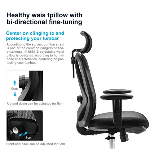 SIHOO Ergonomic Office Chair, Computer Desk Chair with Adjustable Sponge lumbar Support, Comfortable Thick Cushion High… - Image 2