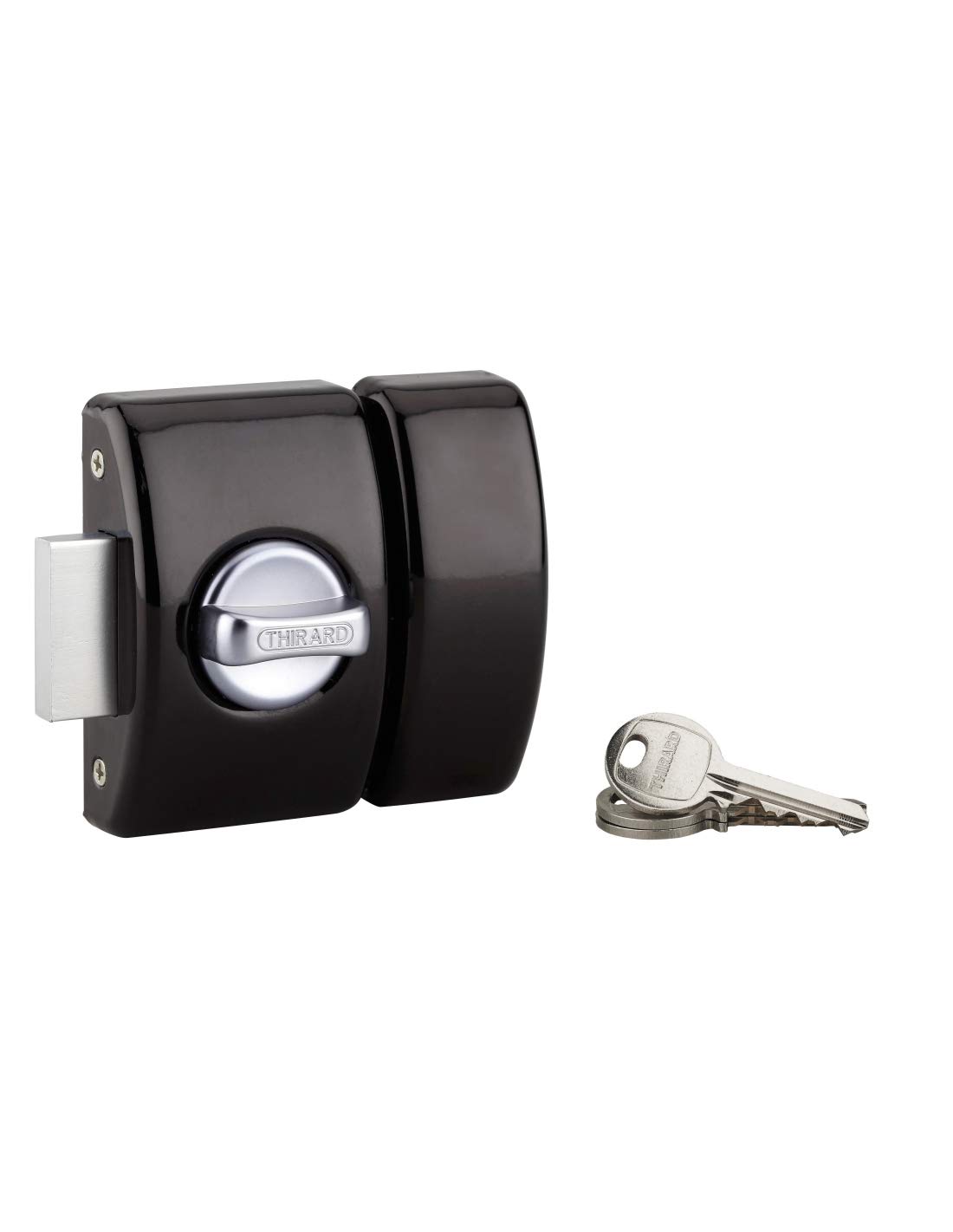 Design 5 Pin Entry Door Lock - Button + Cylinder 50 mm - Protection Against Tearing - Comes with 3 Nickel-Plated Steel Keys and 5 Strike Wedges - Black Finish THIRARD