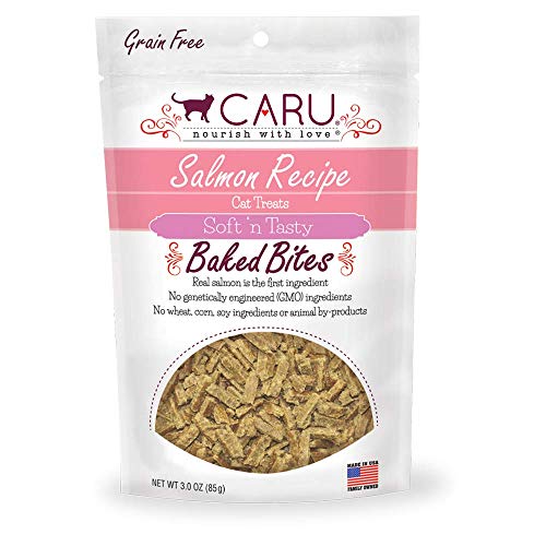 Caru - Salmon Recipe, Soft â€˜n Tasty Baked Bites All-Natural Cat Treats, Real Salmon, Non-GMO Ingredients, No Wheat, Corn or Soy (3 oz)