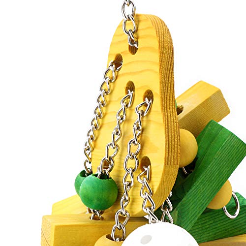 Segarty Parrot Bird Chew Toys, Natural Wooden Blocks Bird Toys with Bells, Pet Bird Toys Cage Accessories for Macaws, African Grey, Parakeets, Cockatiels, Amazon Parrots, Conures and Cockatoos