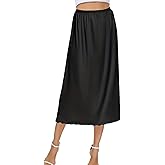 Brinkina 31“/35" Half Slip for Women Non Cling Underskirt with Lace Trim Anti Static Dress Liner for Midi/Maxi Skirts