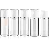 DynnnDy 5 Pcs 100ml/3.4oz Clear Airless Lotion Pump Bottle Vacuum Cream Jars Plastic Moisturizer Dispenser Bottles Refillable Cosmetic Containers for Liquid Foundation Gel Shampoo