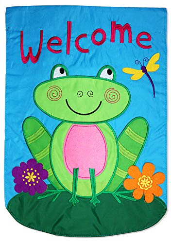 Welcome Frog Garden Flag Farmhouse Home Decor Friends Bugs Frogs Porch Door Pla…