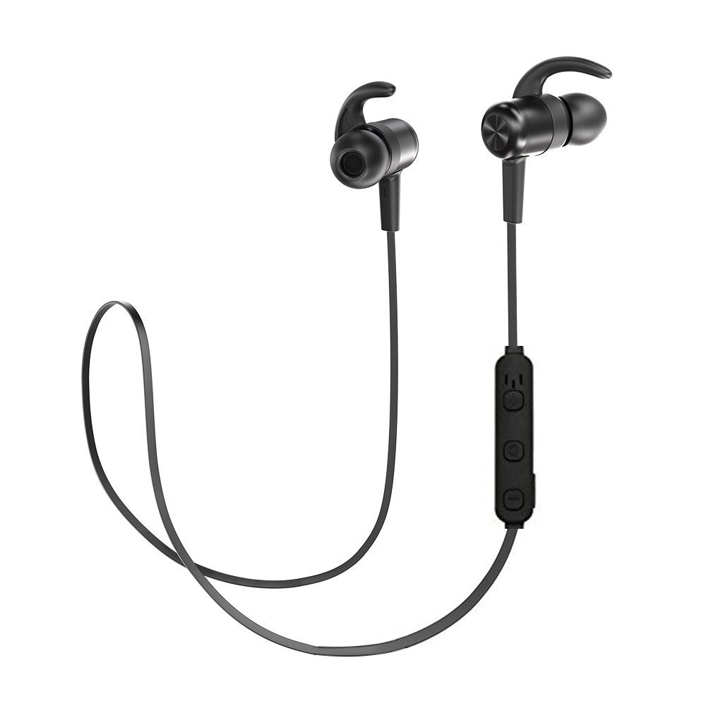 KUUFER Wireless Headphones, Bluetooth Earbuds with Magnetic Connection,6 Hours Play Time,Sport Headset with Mic,works with iPhone, iPad, Samsung, Nexus, HTC and More (Black)