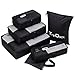 TripDock Various Packing Cubes 6 Set Lightweight Travel Luggage Organizers (1Black(1Large+1Medium+1Small+1Slim+1 Shoes bag+1Laundry bag))