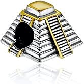 Bolenvi Mayan Pyramid Bead Charm, 925 Sterling Silver with 14K Gold Plating, Compatible with Pandora & Similar Charm Bracelets, Necklaces & DIY Jewelry, Sterling Silver Charms for Jewelry Making
