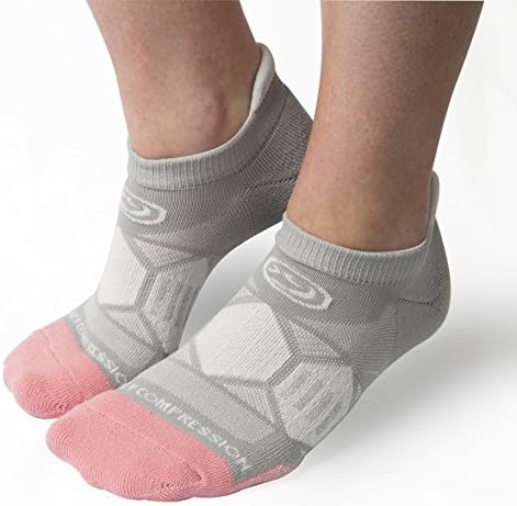 Crazy Compression Runners - Elite Compression Running Socks (Gray &amp; Peach, SM/MD)