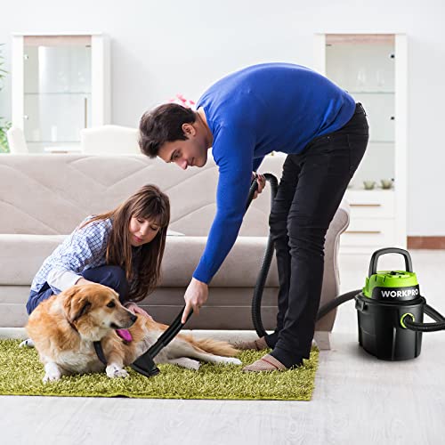 WORKPRO Wet/Dry Vacuum 2.5 Gallon 3 Peak Horsepower, Portable Shop Vacuum Cleaner for Home/Jobsite Dust Collection Job with Attachments
