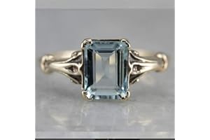 Vintage Women Plated Silver Aquamarine Gemstone Ring Wedding Jewelry,9 Clever Fashion