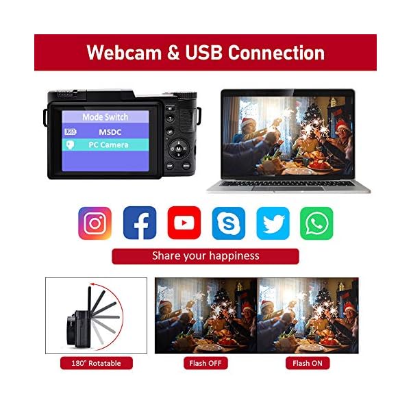 LINNSE Digitalkamera 30MP 2.7K Full HD Kompaktkamera mit Flip Screen Fotoapparat Digitalkamera mit 32 GB SD-Karte und 2… – Bild 6