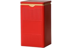 HAN SHENG Square Tea Tins Tea Storage Containers Loose Tea Storage Coffee Tins Food Storage Container for Tea Coffee Herb Candy Chocolate Sugar Spices (Red)