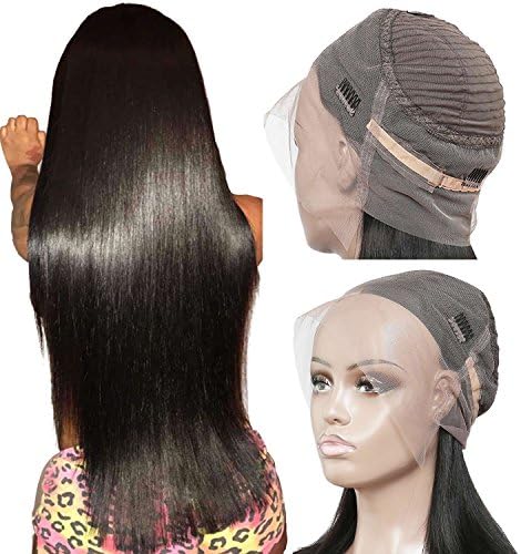Armmu 9A Brazilian straight hair 360 lace front wigs With Baby Hair Pre Plucked Natural hairline free part Clips in 140% Density wigs (360 lace 18” wig)