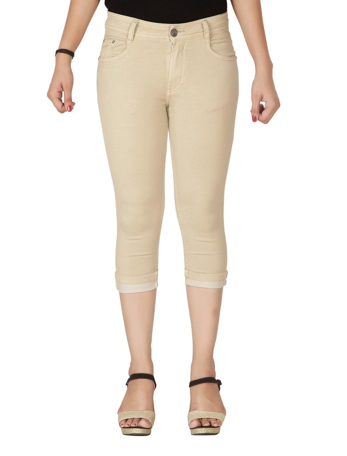 flirt nx women's stretchable beige capri