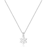 SLUYNZ 925 Sterling Silver Christmas Snowflake Pendant Necklace Chain for Women Teens Snowflake Choker Necklace Winter Necklace
