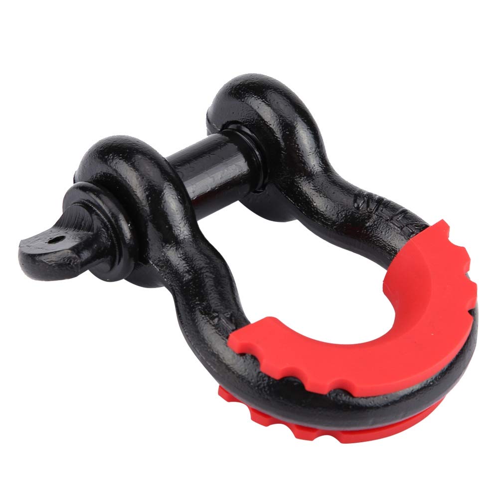 KIMISS D-Shackles,Car Latch Design High Stainless Steel D-Ring Heavy Duty Bow Shackle with Sheath for SUV(3/4 inch (4.75T))