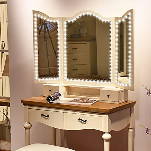 MEILLY LED Vanity Mirror Lights Kit, DIY Cosmetic Makeup Mirror Lamp, 13ft/4M 240 LED Flexible Light Strip Kit for Cosmetic Mirror &amp; Vanity Makeup Table Set, Daylight White Dimmer + Power Supply