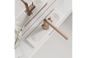 ZREVSB Faucet Mat for Kitchen Sink, Diatomite Quick Drying Tray , 15.8 Inch Kitchen Sink Splash Guard and Bathroom Stone Trays for Counter. Super Absorben.White.