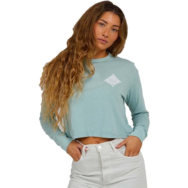 Salty Crew Women's Boardwalk Long Sleeve Crop, Black at