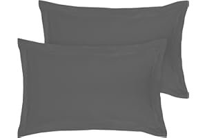 Royale Linens Pillow Shams 2 Pack Standard Size 20x26 Inch- Brushed 1800 Microfiber - Bed Pillow Shams, Wrinkle Resistant Super Soft and Cozy- Back Overlap Closure - Oxford Pillowcase (Standard, Grey)