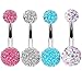 BodyJ4You Lot of 4 Pieces Belly Button Ring Curved Piercing Bar Retainer 14G (1.6mm)
