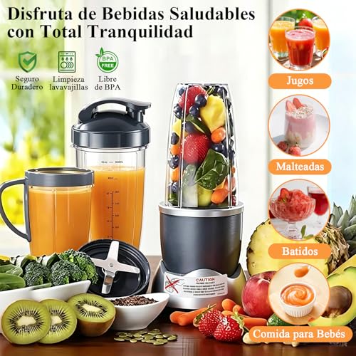 17 Piezas Repuesto para Nutribullet, con Aspas Nutribullet Original, 32oz 24oz 18oz Vaso Nutribullet Original y Junta de Goma, Tapón Sellador, Compatibles con Licuadora Nutribullet Original 600W/900W