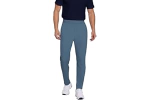 PINSPARK Men's Sweat Elastic Waist Golf Pants Stretch Relaxed Fit Pull on No Belt Loops Casual Dress Pants with Pockets