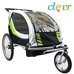 Clevr Foldable 2-in-1 Double Bicycle Trailer Jogger