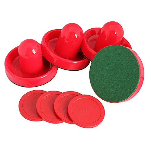 GOSONO Red Air Hockey Pusher Classic Game Air Hockey 4Pcs Table Pucks and 4Pcs Felt Pusher Mallet Grip for Entertainment Table Game - Thumbnail 7