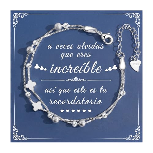 CheersLife Girls' Bracelets, Original Gifts for Women, Girls Gifts 8 13 14 15 16 17 18 Years, Clover Heart Bell Cats Bracelet for Sister Friend Daughter Niece – Birthday Christmas Valentine's Day