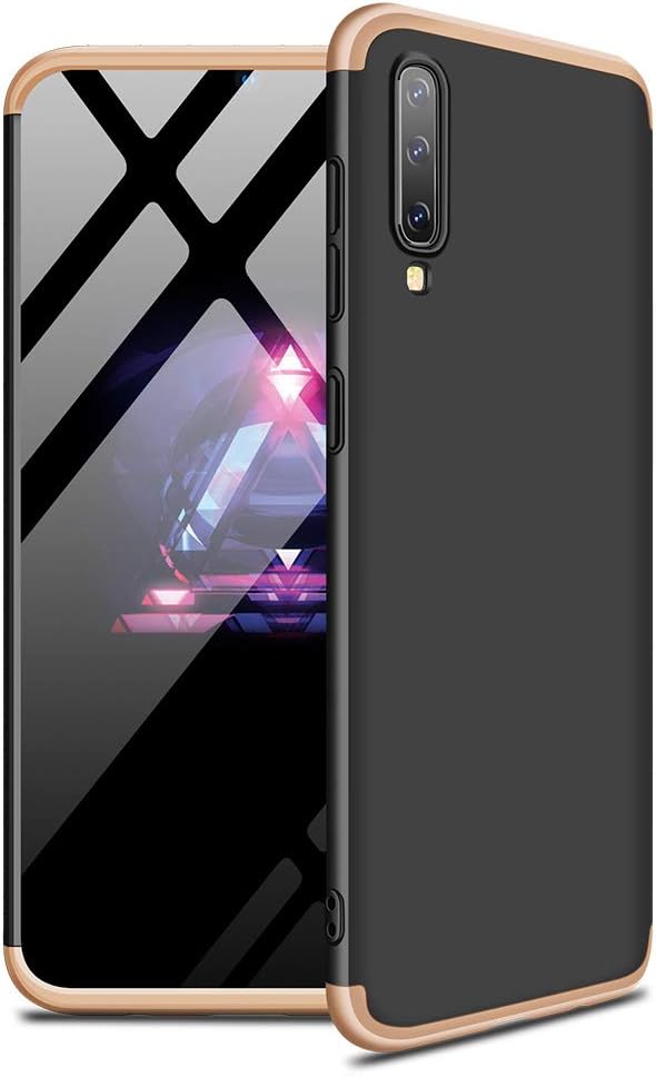 MYLBOO Compatible with for Samsung Galaxy A50/A50S/A30S Case, [3 in 1] 360 Degrees Full Body Protection,[Anti-Scratch] [Shockproof] Matte Ultra Slim PC Hard Case for Galaxy A50/A50S/A30S (Black+Gold)