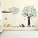 DECOWALL DA-1312P1410 Large Tree with Animal Friends and Branch with Owls Kids Wall Decals Wall Stickers Peel and Stick Removable Wall Stickers for Kids Nursery Bedroom Living Room