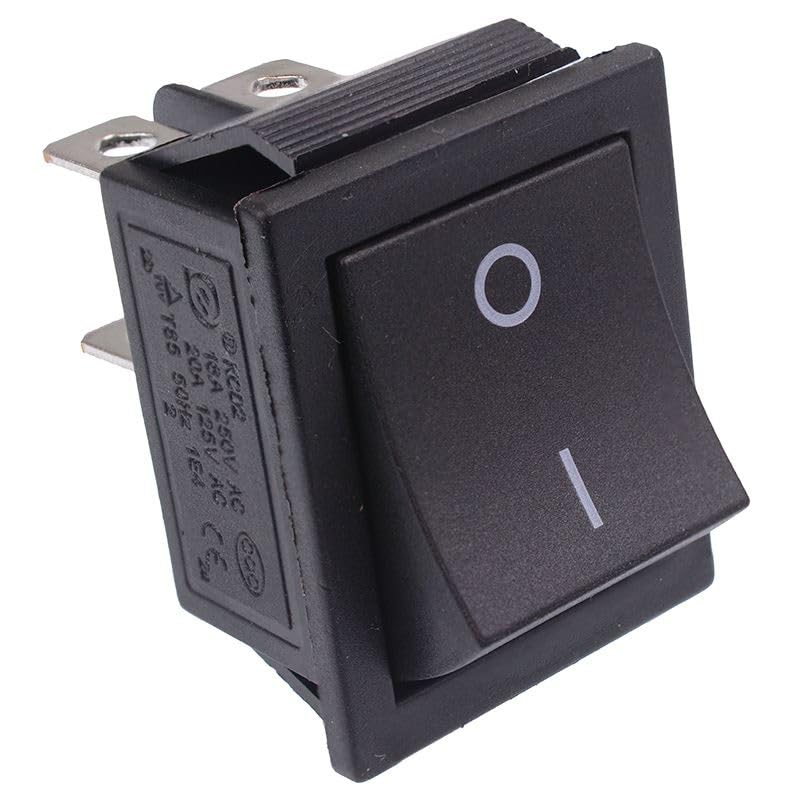 Black Large On/Off Rectangle Rocker Switch DPST 15A
